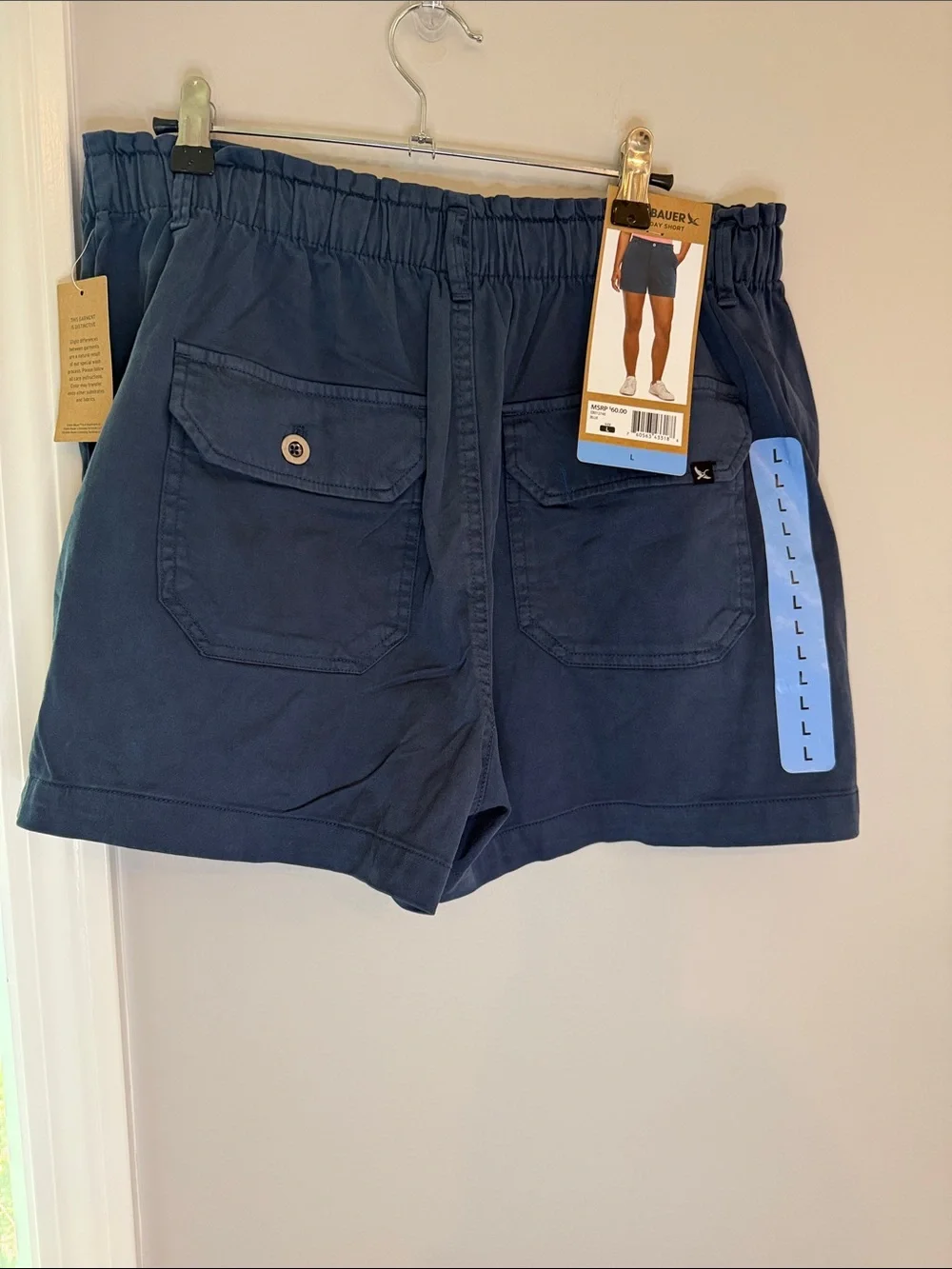 Eddie Bauer Women's Navy Elastic-Waist Utility Bermuda’s shorts large